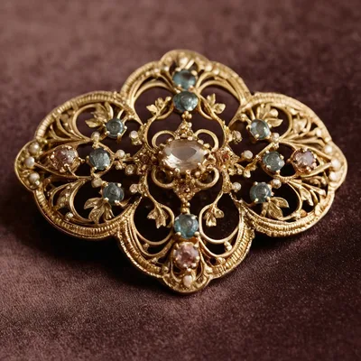 Brosche Gold-Doublé mit Granat